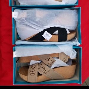 Tan platform sandals